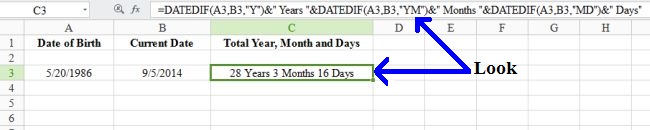 Calculate Age in MS Excel
